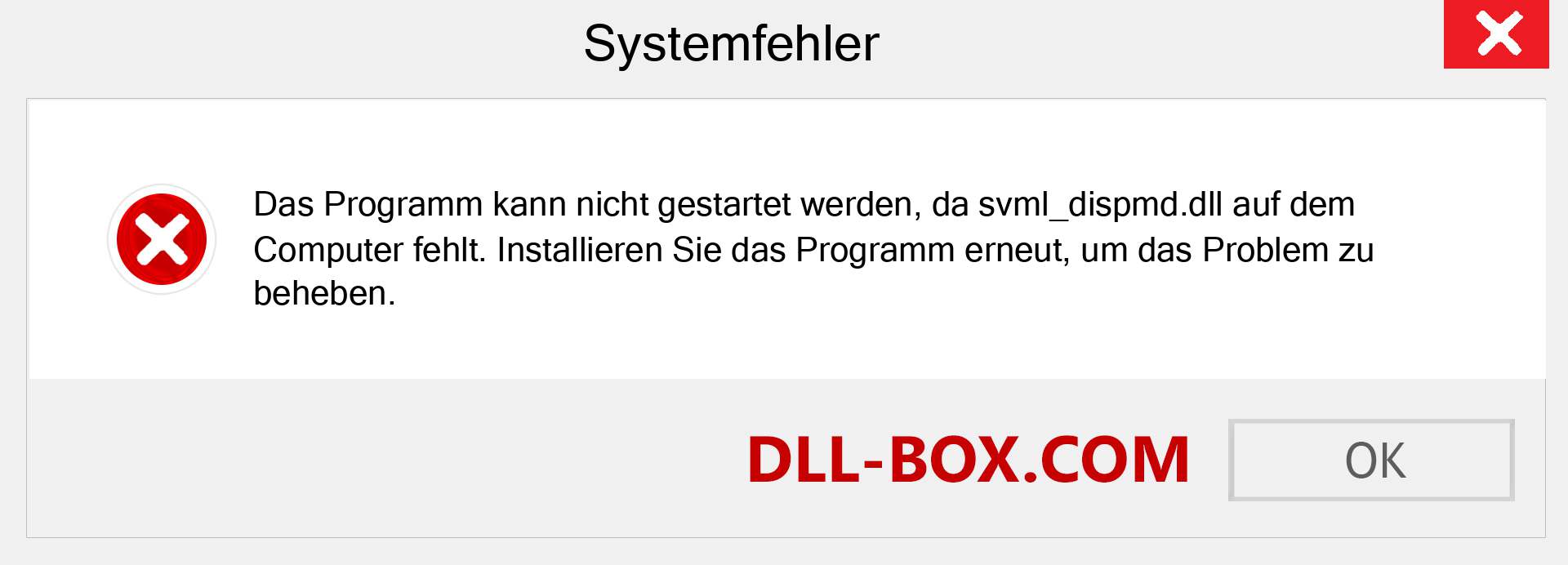 svml_dispmd.dll-Datei fehlt?. Download für Windows 7, 8, 10 - Fix svml_dispmd dll Missing Error unter Windows, Fotos, Bildern